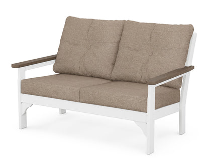 POLYWOOD® Vineyard Deep Seating Loveseat in White / Kona / Spiced Burlap