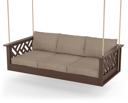POLYWOOD® Chippendale Daybed Swing in Mahogany / Spiced Burlap