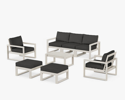 POLYWOOD® EDGE Sectional 8-Piece Lounge Sofa Set in Sand / Spectrum Carbon