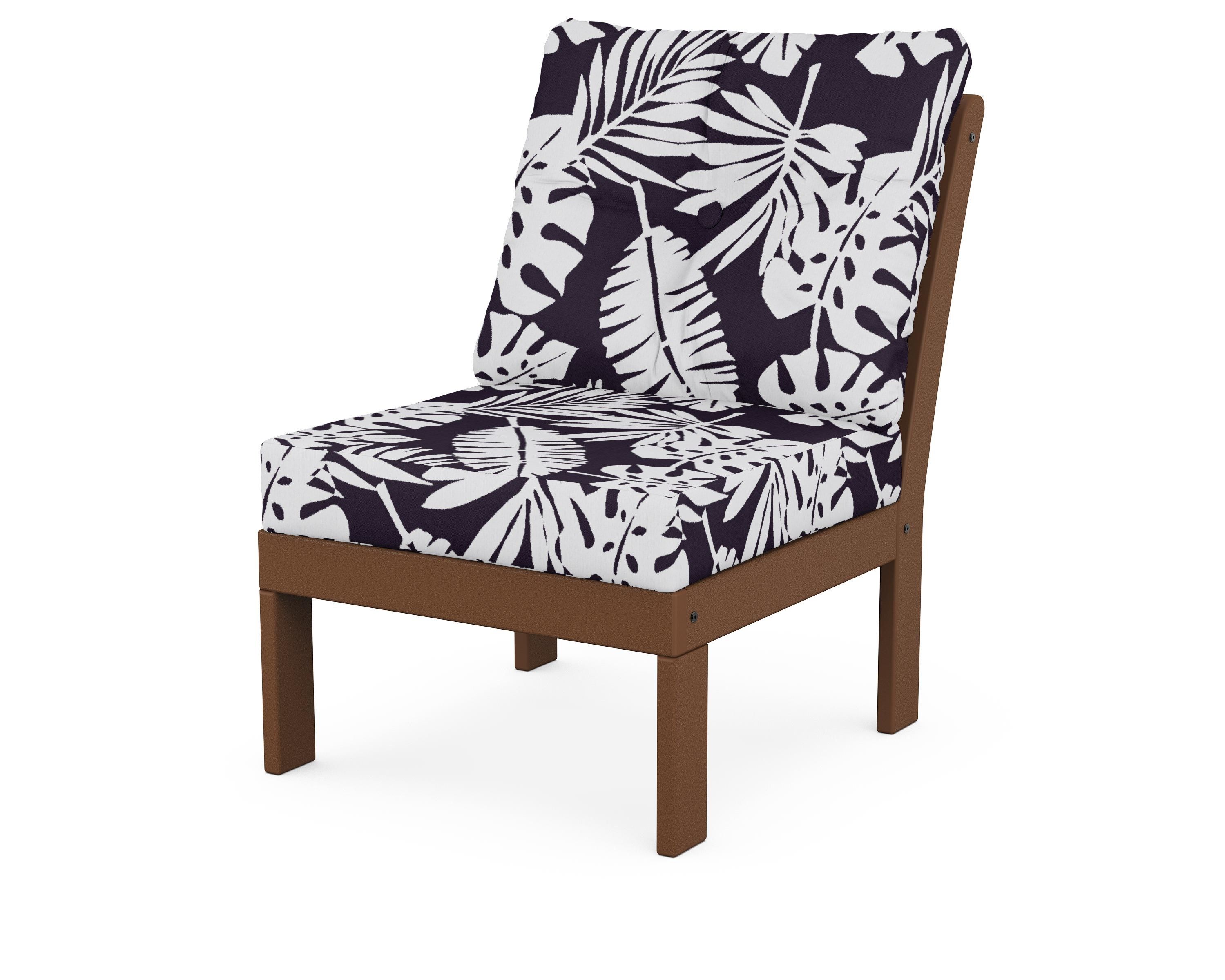 POLYWOOD® Vineyard Modular Armless Chair in Teak / Leaf Navy