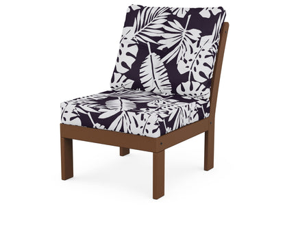 POLYWOOD® Vineyard Modular Armless Chair in Teak / Leaf Navy