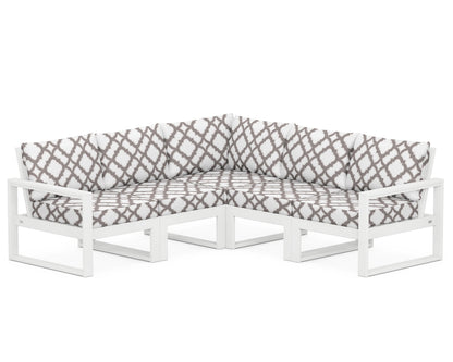 POLYWOOD® EDGE 5-Piece Modular Deep Seating Set in White / Trellis Grey Mist