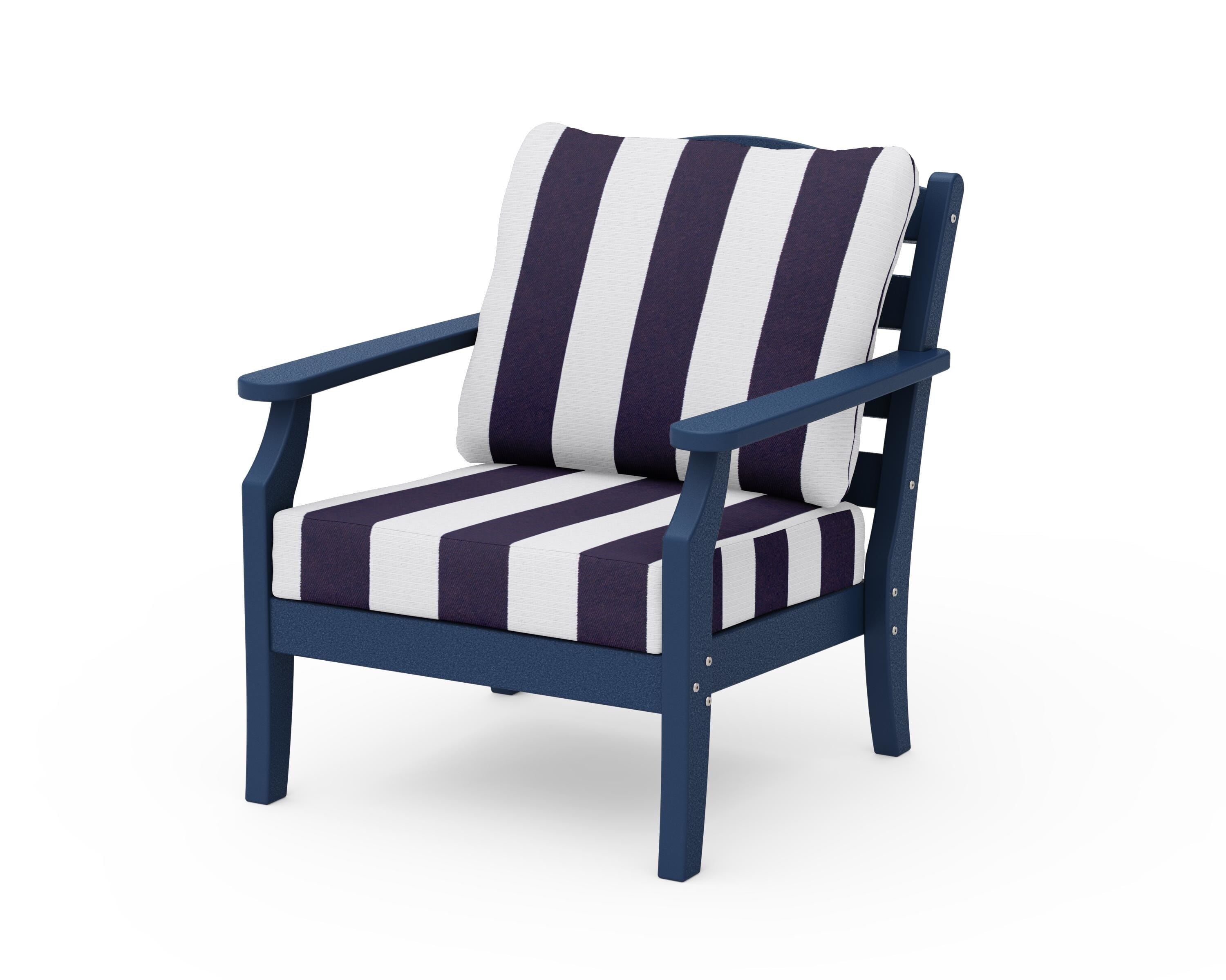 Draper James™ by  POLYWOOD® Savannah Deep Seating Chair in Navy / Cabana Stripe Navy