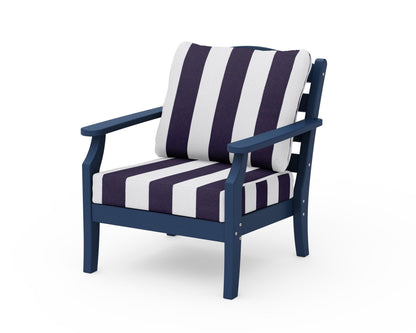 Draper James™ by  POLYWOOD® Savannah Deep Seating Chair in Navy / Cabana Stripe Navy