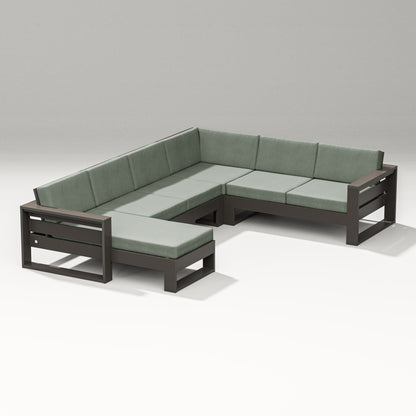 PW Designer Series Latitude Corner Sectional with Left Chaise in Vintage Coffee / Cast Sage