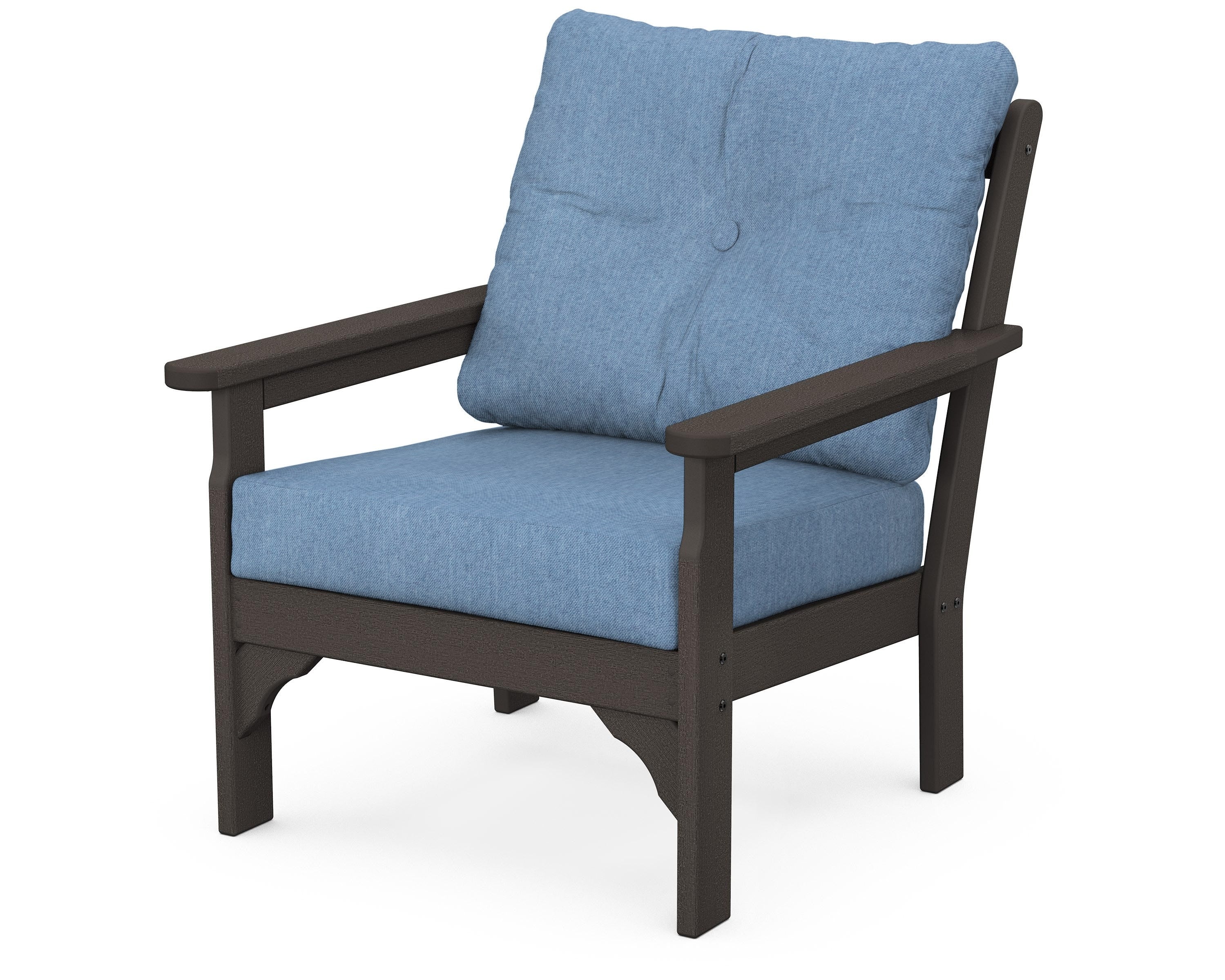 POLYWOOD® Vineyard Deep Seating Chair in Vintage Coffee / Sky Blue