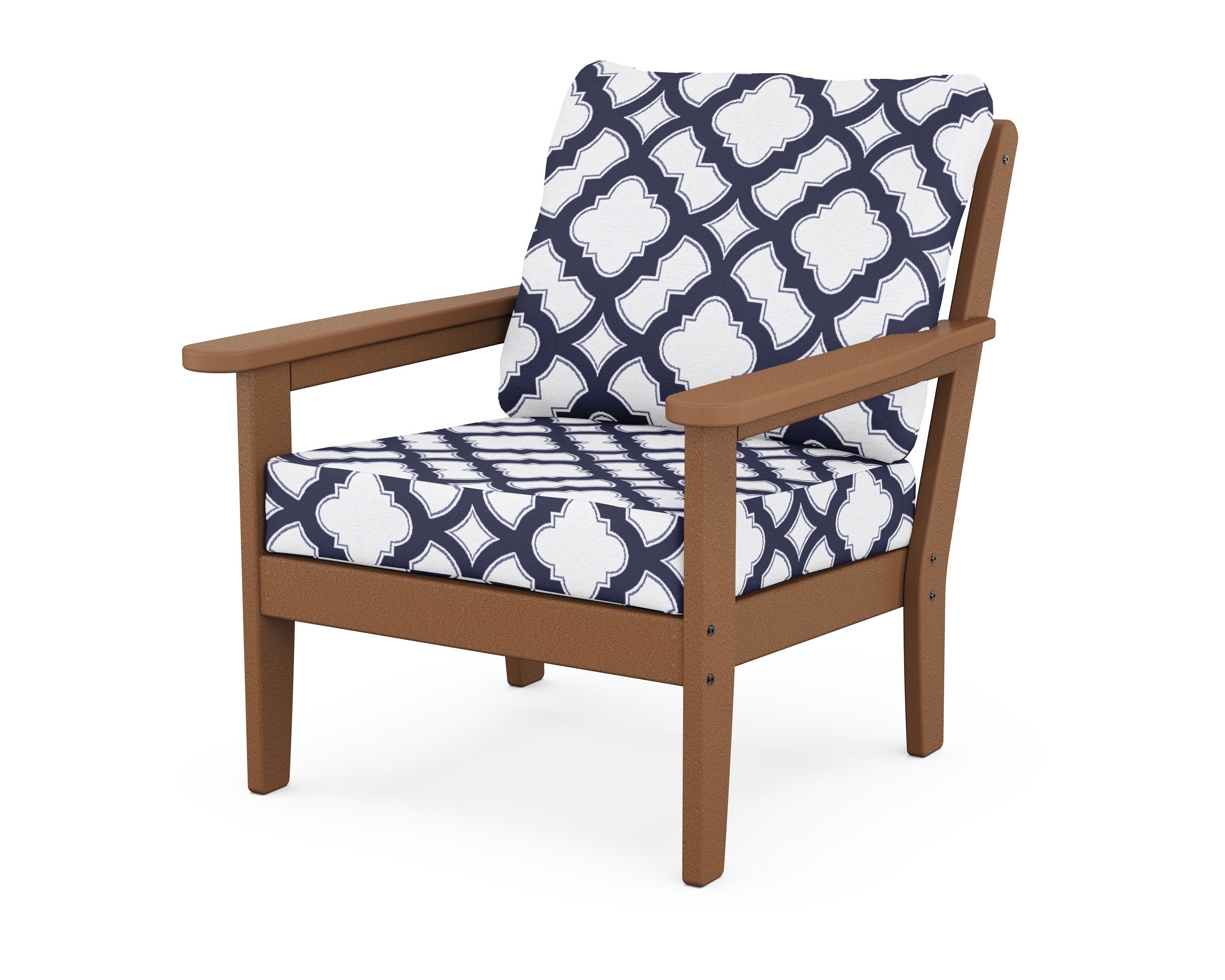 Country Living Cottage Deep Seating Chair in Teak / Trellis Navy