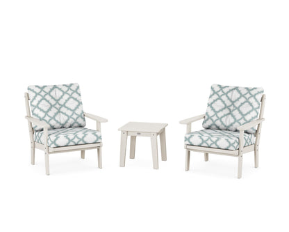 POLYWOOD® Mission 3-Piece Deep Seating Set in Sand / Trellis Glacier Spa