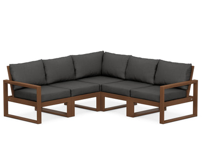 POLYWOOD® EDGE 5-Piece Modular Deep Seating Set in Teak / Spectrum Carbon