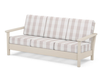 POLYWOOD® Harbour Deep Seating Sofa in Sand / Buffalo Plaid Dune Burlap