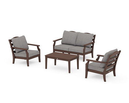 Draper James™ by  POLYWOOD® Savannah 4-Piece Deep Seating Set with Loveseat in Mahogany / Grey Mist