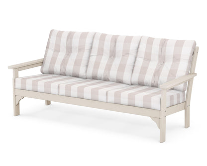 POLYWOOD® Vineyard Deep Seating Sofa in Sand / Buffalo Plaid Dune Burlap