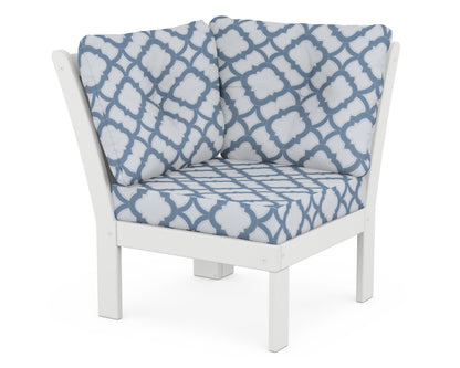 POLYWOOD® Vineyard Modular Corner Chair in White / Trellis Sky Blue