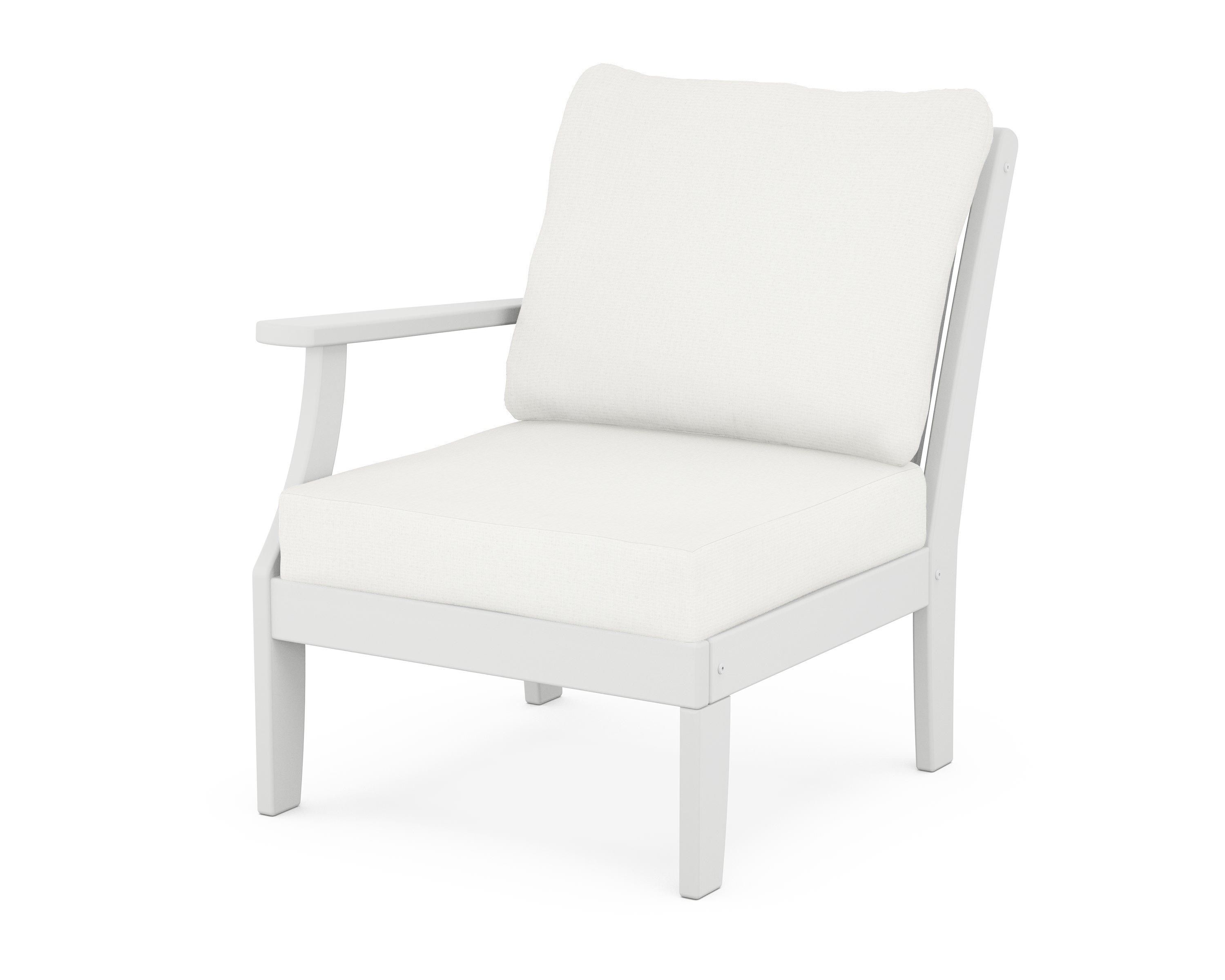POLYWOOD® Braxton Modular Left Arm Chair in White / Natural Linen
