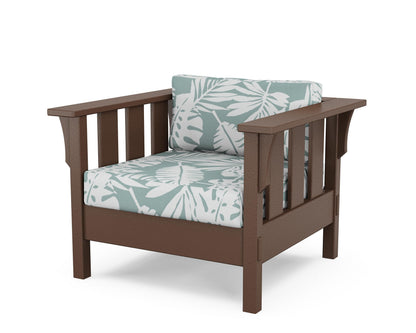 Martha Stewart by POLYWOOD® Acadia Deep Seating Chair in Mahogany / Leaf Glacier Spa