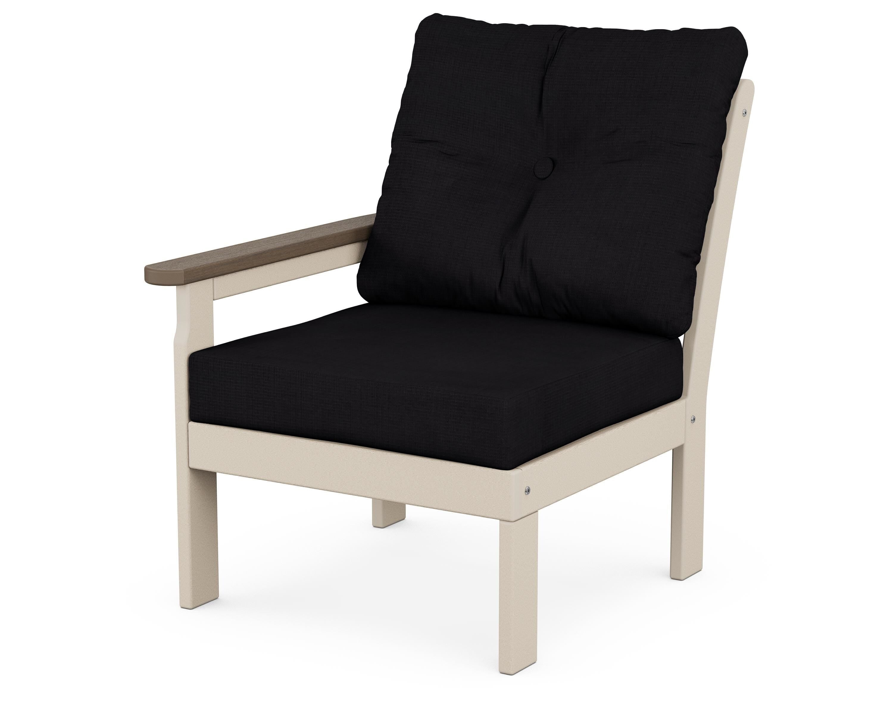 POLYWOOD® Vineyard Modular Left Arm Chair in Sand / Kona / Midnight Linen