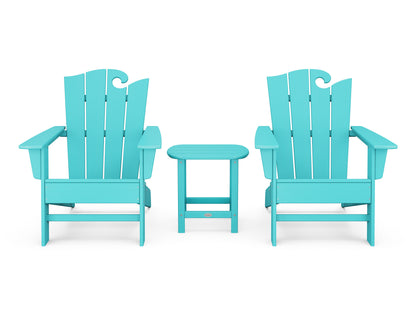 POLYWOOD® Wave 3-Piece Adirondack Set with The Ocean Chair in Aruba