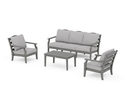 Draper James™ by  POLYWOOD® Savannah 4-Piece Deep Seating Set with Sofa in Slate Grey / Granite