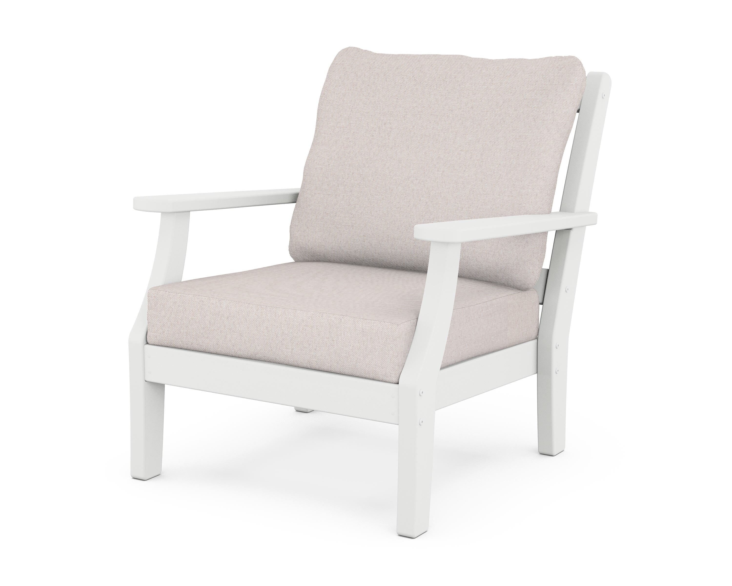 Martha Stewart by POLYWOOD® Chinoiserie Deep Seating Chair in White / Dune Burlap
