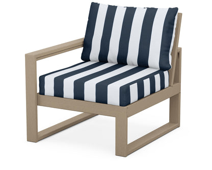 POLYWOOD® EDGE Modular Left Arm Chair in Vintage Sahara / Cabana Stripe Marine Indigo
