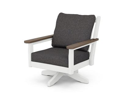POLYWOOD® Chippendale Deep Seating Swivel Chair in White / Kona / Ash Charcoal