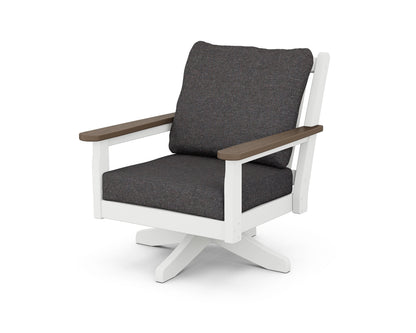 Chippendale Deep Seating Swivel Chair - White
