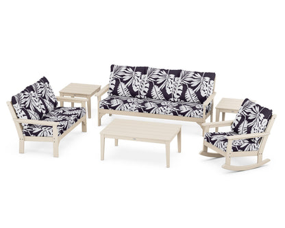 POLYWOOD® Vineyard 6-Piece Deep Seating Set in Sand / Leaf Navy