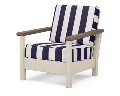 POLYWOOD® Harbour Deep Seating Chair in Sand / Kona / Cabana Stripe Navy