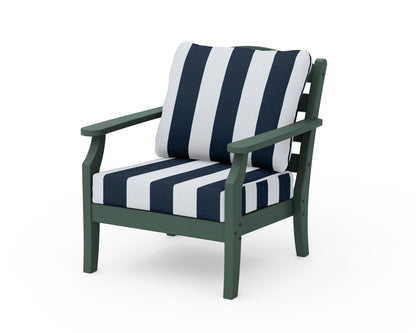 Draper James™ by  POLYWOOD® Savannah Deep Seating Chair in Green / Cabana Stripe Marine Indigo