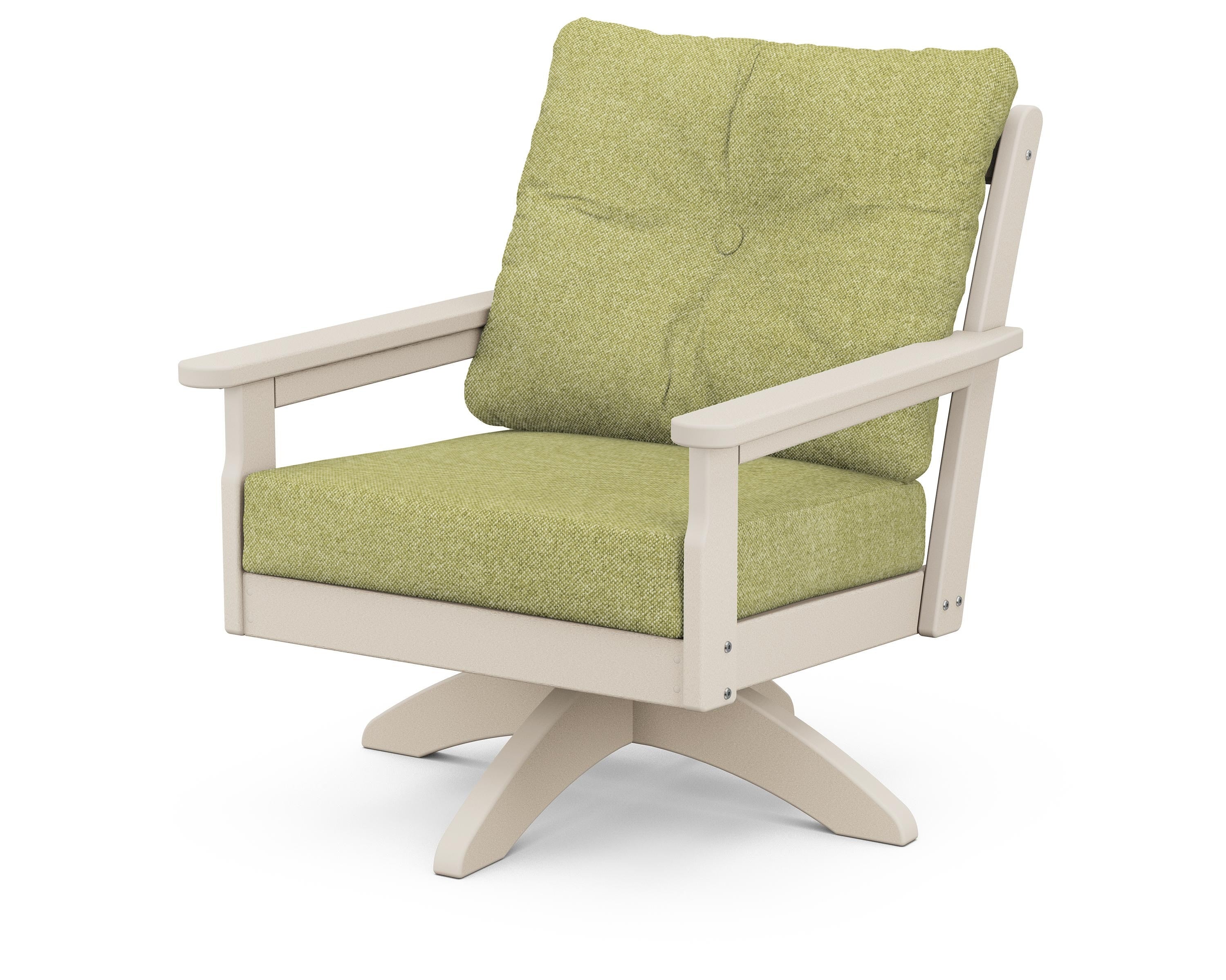 POLYWOOD® Vineyard Deep Seating Swivel Chair in Sand / Chartreuse Boucle