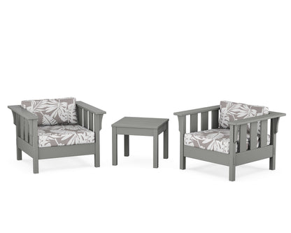 Martha Stewart by POLYWOOD® Acadia 3-Piece Deep Seating Set in Slate Grey / Leaf Grey Mist