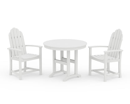 POLYWOOD® Classic Adirondack 3-Piece Round Dining Set in White