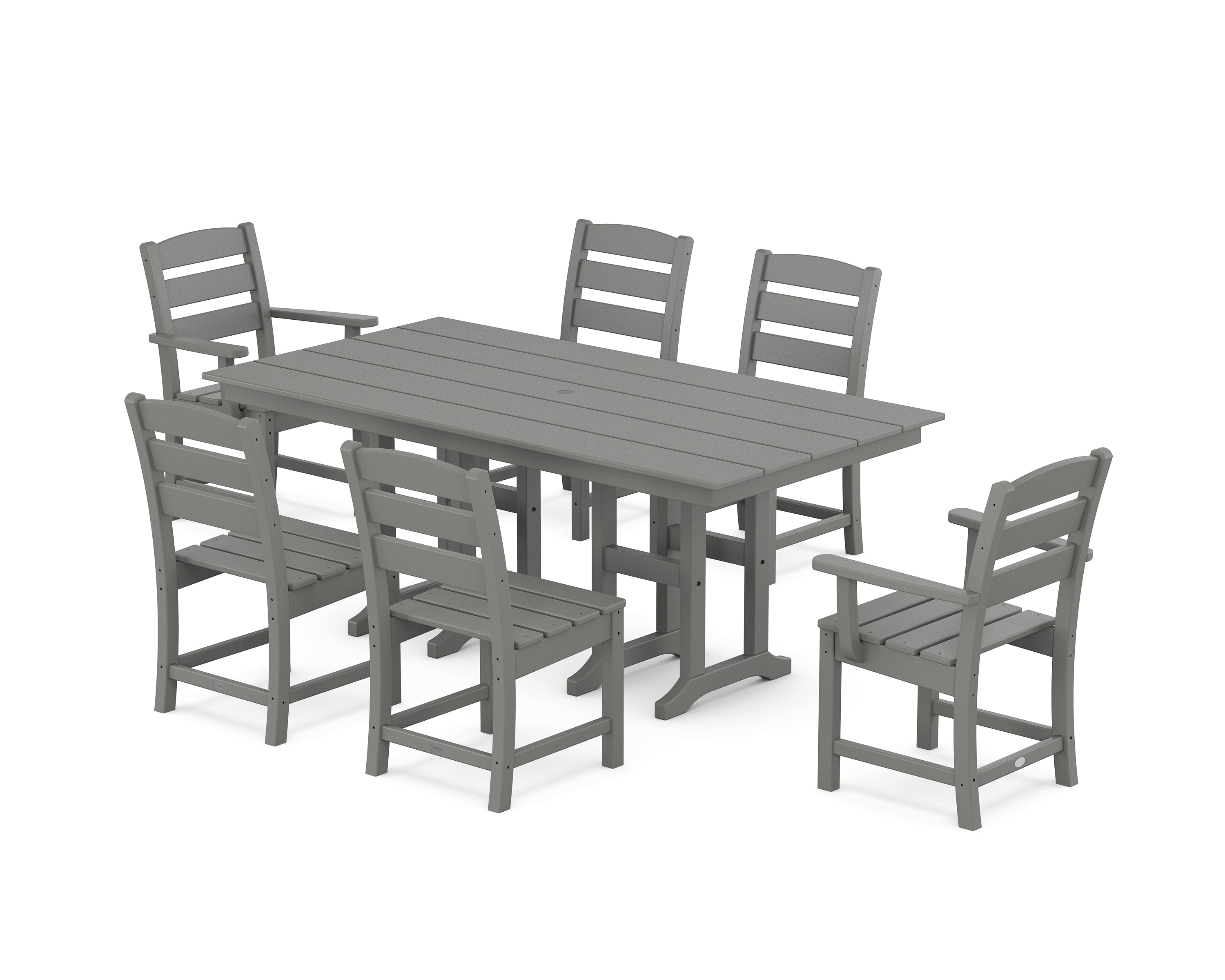 POLYWOOD® Lakeside 7-Piece Farmhouse Dining Set in Slate Grey