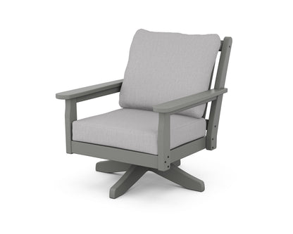 POLYWOOD® Chippendale Deep Seating Swivel Chair in Slate Grey / Granite