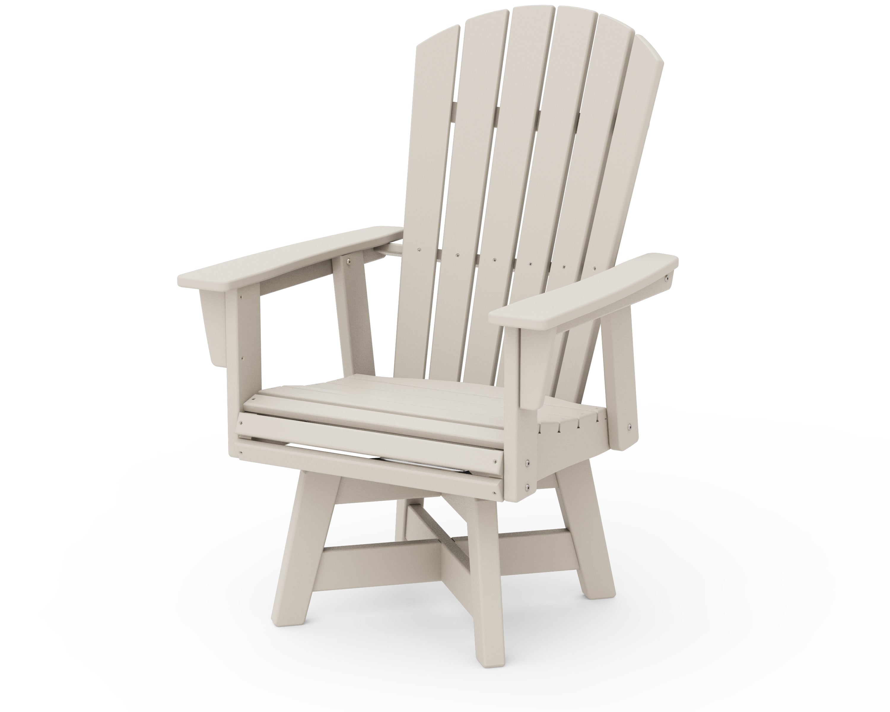 POLYWOOD® Nautical Curveback Adirondack Swivel Dining Chair in Sand