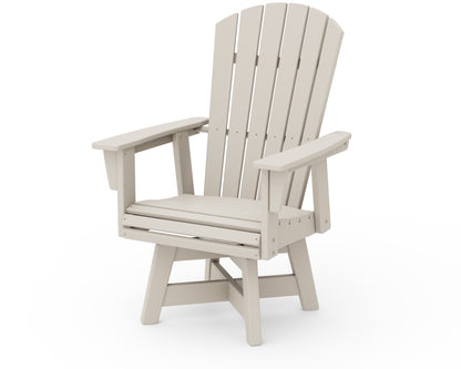 POLYWOOD® Nautical Curveback Adirondack Swivel Dining Chair in Sand