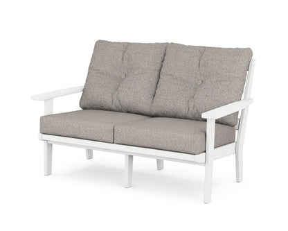 POLYWOOD® Prairie Deep Seating Loveseat in White / Weathered Tweed