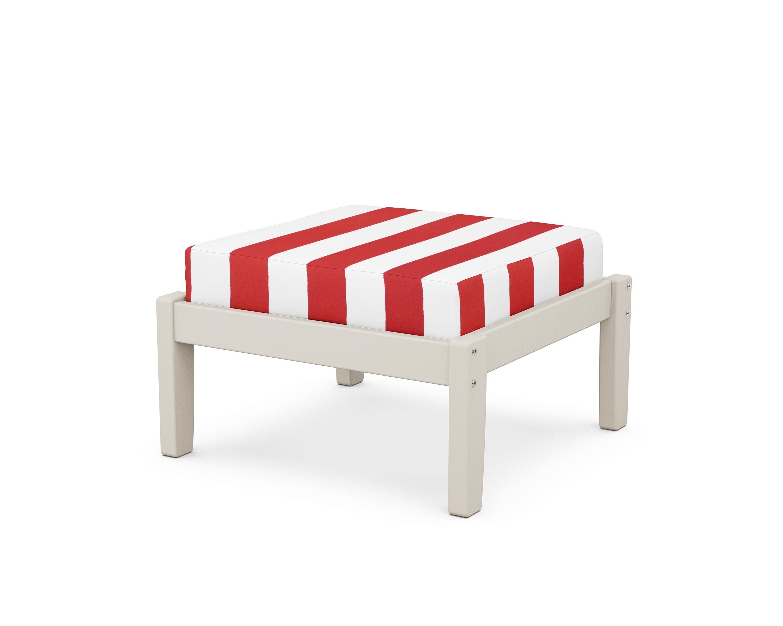 Unbranded Deep Seating Ottoman in Sand / Cabana Stripe Crimson