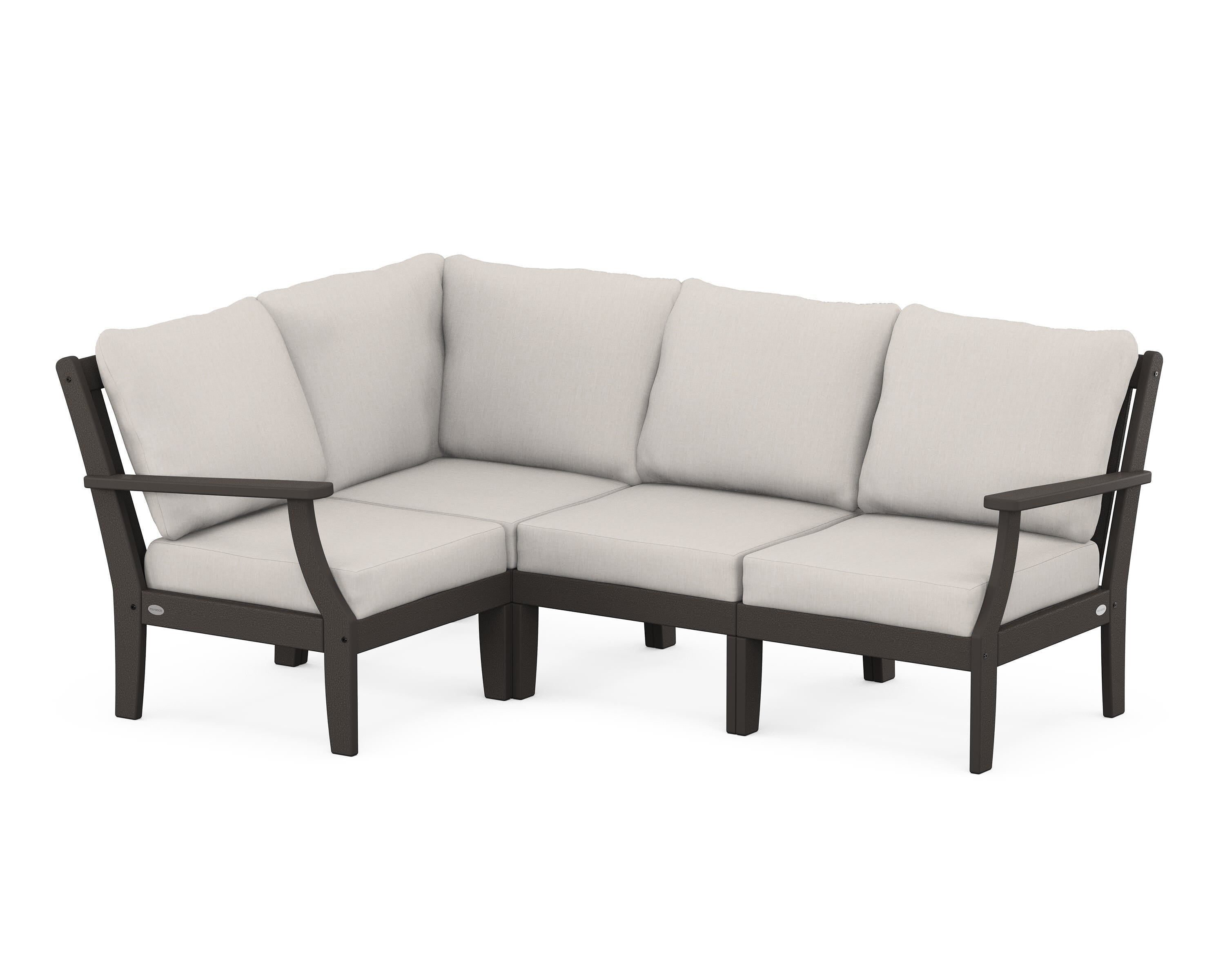 POLYWOOD® Braxton Modular 4-Piece Deep Seating Set in Vintage Coffee / Cast Ash