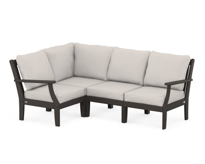 POLYWOOD® Braxton Modular 4-Piece Deep Seating Set in Vintage Coffee / Cast Ash