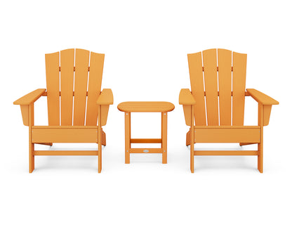 POLYWOOD® Wave 3-Piece Adirondack Chair Set with The Crest Chairs in Tangerine