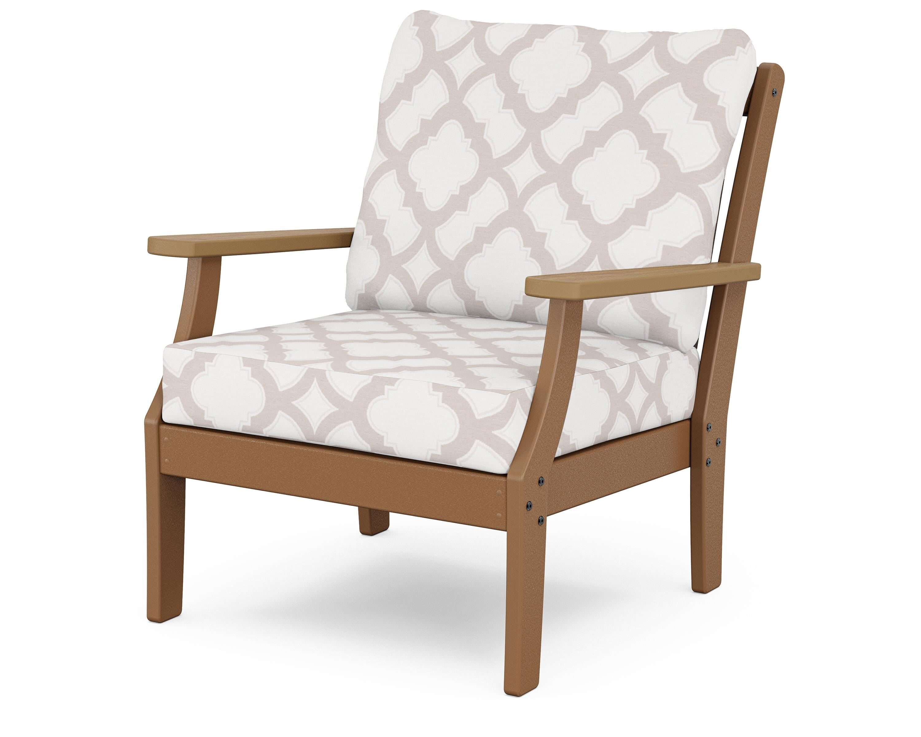 POLYWOOD® Braxton Deep Seating Chair in Teak / Natural / Trellis Dune Burlap
