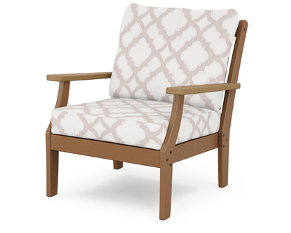 POLYWOOD® Braxton Deep Seating Chair in Teak / Natural / Trellis Dune Burlap