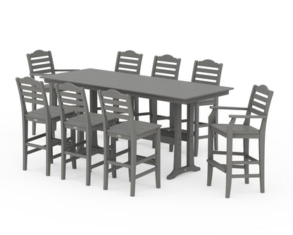 Draper James™ by  POLYWOOD® Savannah 9-Piece Farmhouse Bar Set with Trestle Legs in Slate Grey