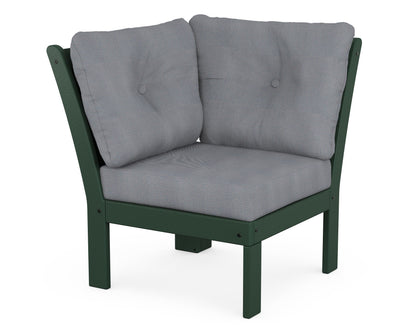 POLYWOOD® Vineyard Modular Corner Chair in Green / Lattice Sky Blue