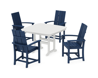 POLYWOOD® Modern Adirondack 5-Piece Dining Set with Trestle Legs in Navy / White