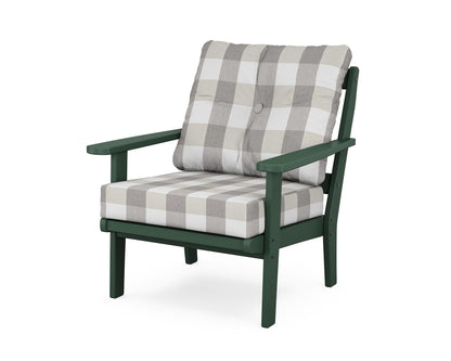 POLYWOOD® Mission Deep Seating Chair in Green / Buffalo Plaid Grey Mist
