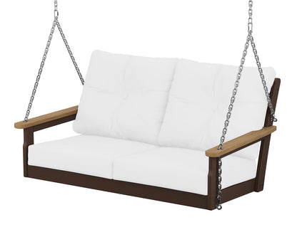 POLYWOOD® Vineyard Deep Seating Swing in Mahogany / Natural / Natural