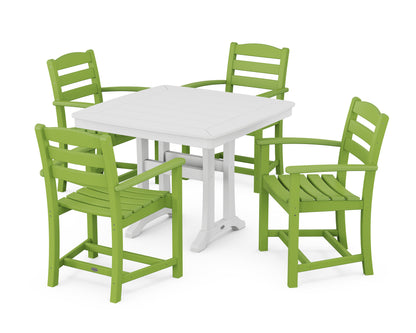POLYWOOD® La Casa Café 5-Piece Dining Set with Trestle Legs in Lime / White
