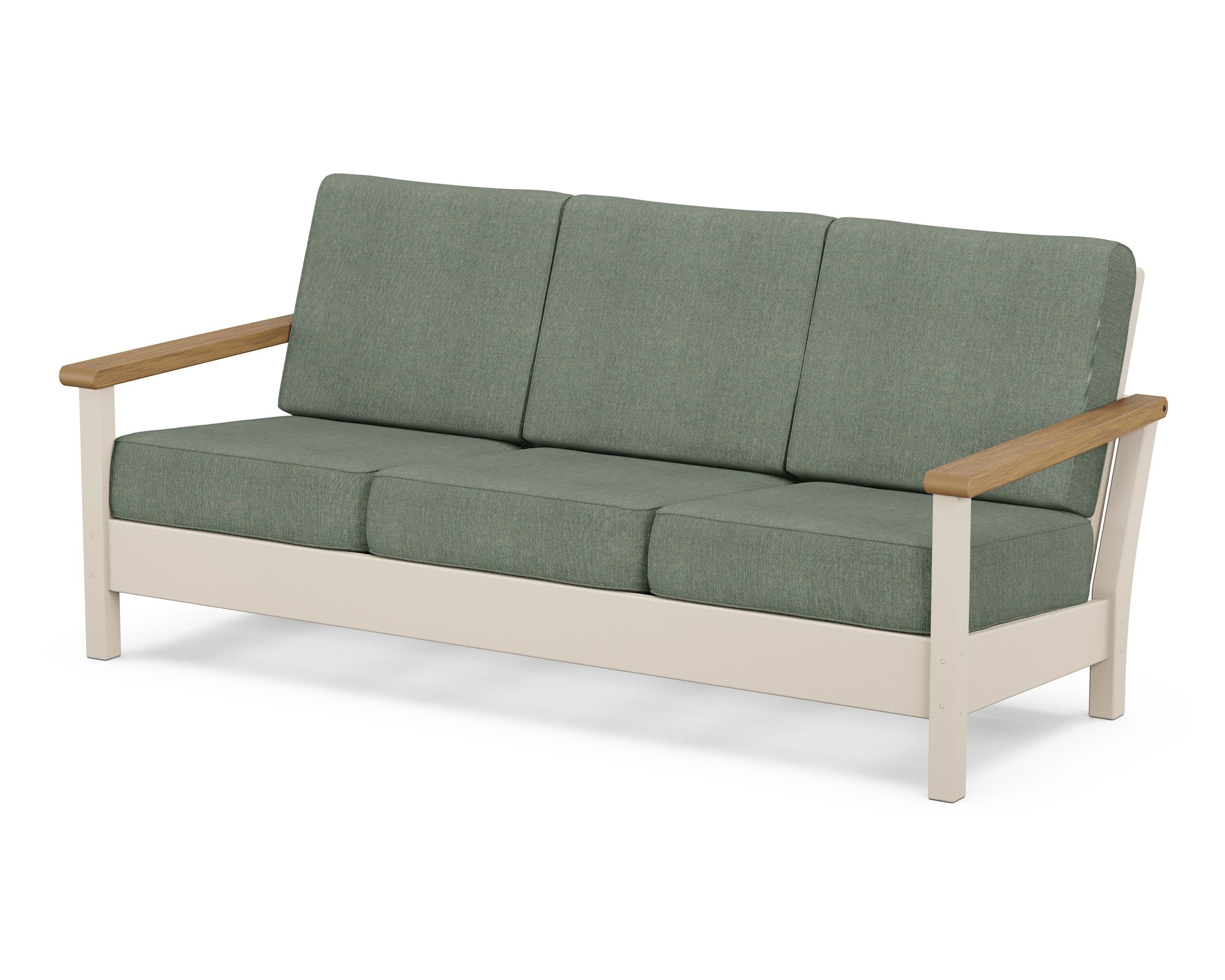 POLYWOOD® Harbour Deep Seating Sofa in Sand / Natural / Cast Sage